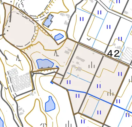 上定光町とその周辺の地図。町の範囲を重ねている