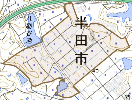 桃山町とその周辺の地図。町の範囲を重ねている