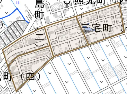 三宅町とその周辺の地図。町の範囲を重ねている