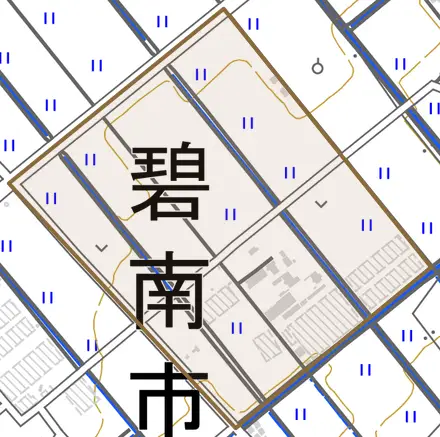 桃山町とその周辺の地図。町の範囲を重ねている