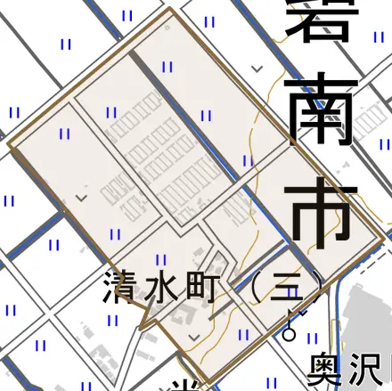 清水町とその周辺の地図。町の範囲を重ねている