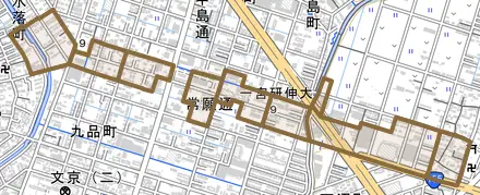 常願通とその周辺の地図。町の範囲を重ねている
