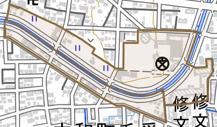 日光町とその周辺の地図。町の範囲を重ねている