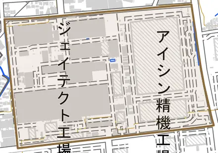 朝日町とその周辺の地図。町の範囲を重ねている