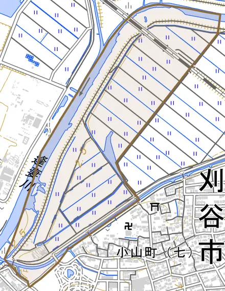 一番町とその周辺の地図。町の範囲を重ねている