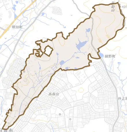 廻間町とその周辺の地図。町の範囲を重ねている