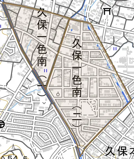 久保一色南とその周辺の地図。町の範囲を重ねている