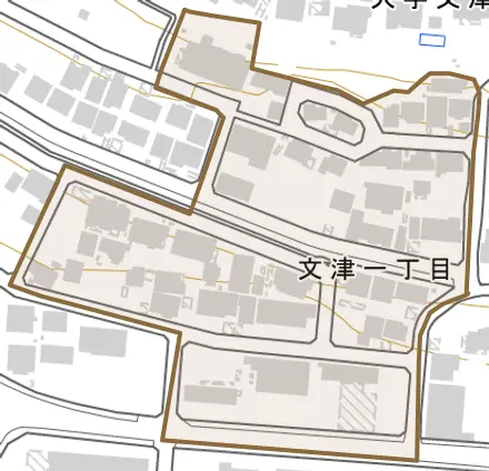 文津とその周辺の地図。町の範囲を重ねている