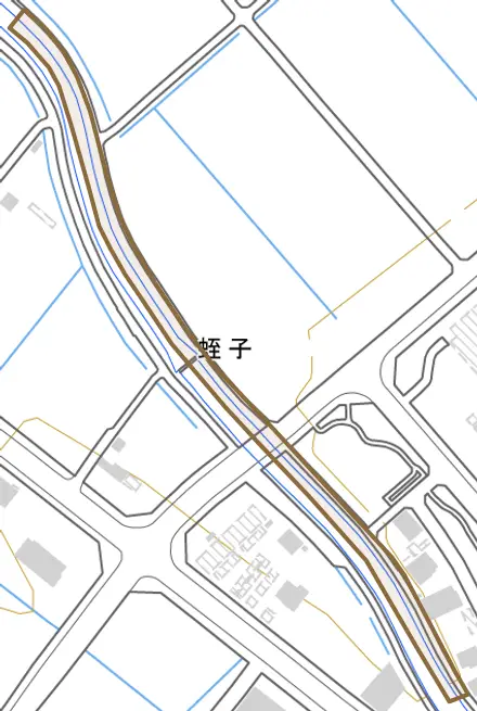 蛭子とその周辺の地図。町の範囲を重ねている