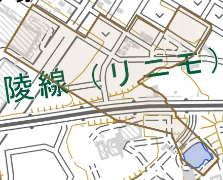 深田とその周辺の地図。町の範囲を重ねている