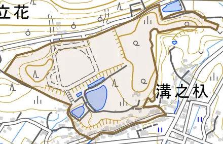 岩廻間とその周辺の地図。町の範囲を重ねている