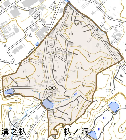 北浦とその周辺の地図。町の範囲を重ねている