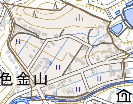 真行田とその周辺の地図。町の範囲を重ねている