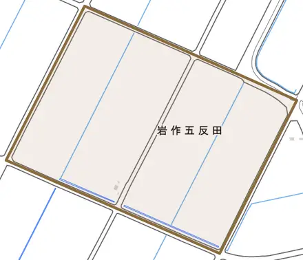 岩作五反田とその周辺の地図。町の範囲を重ねている