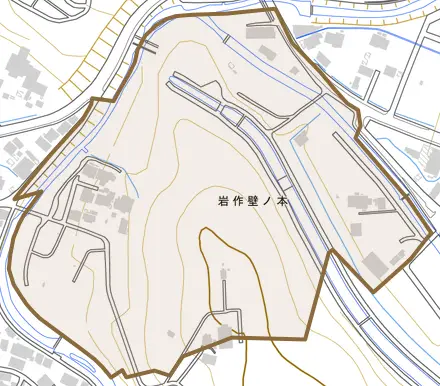 岩作壁ノ本とその周辺の地図。町の範囲を重ねている