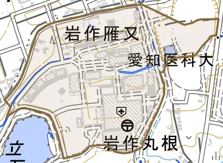 岩作雁又とその周辺の地図。町の範囲を重ねている
