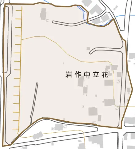 岩作中立花とその周辺の地図。町の範囲を重ねている