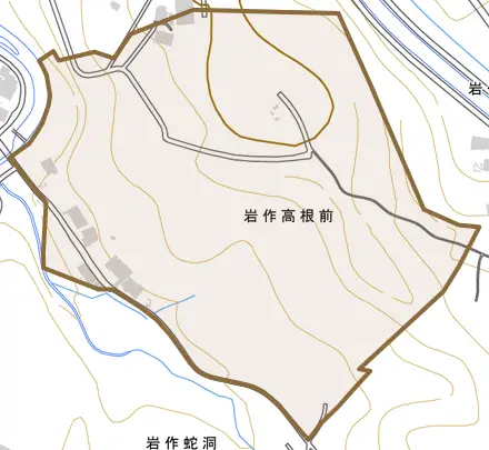 岩作高根前とその周辺の地図。町の範囲を重ねている