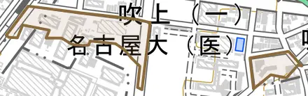 花田町とその周辺の地図。町の範囲を重ねている
