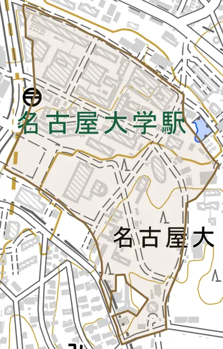 仁座町とその周辺の地図。町の範囲を重ねている