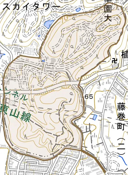 天白町大字植田とその周辺の地図。町の範囲を重ねている