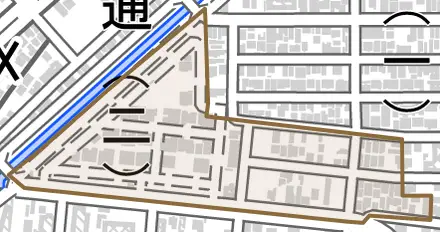 猿投町とその周辺の地図。町の範囲を重ねている