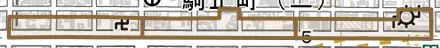 城見通とその周辺の地図。町の範囲を重ねている