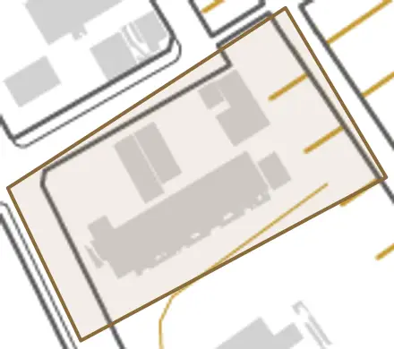 矢田町とその周辺の地図。町の範囲を重ねている