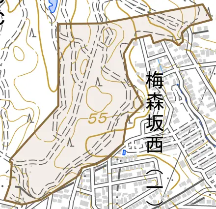 天白町大字植田とその周辺の地図。町の範囲を重ねている