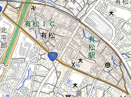 有松とその周辺の地図。町の範囲を重ねている