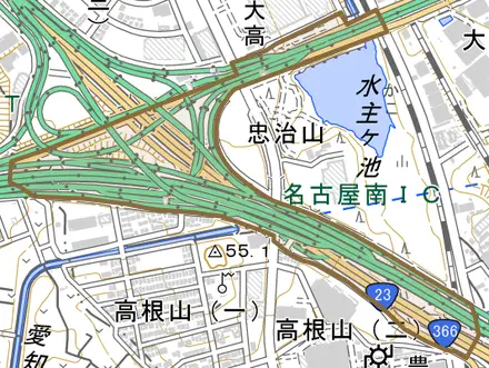 別所山とその周辺の地図。町の範囲を重ねている
