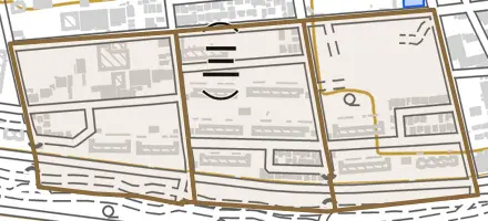 神松町とその周辺の地図。町の範囲を重ねている