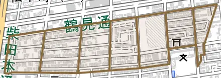 鳴浜町とその周辺の地図。町の範囲を重ねている