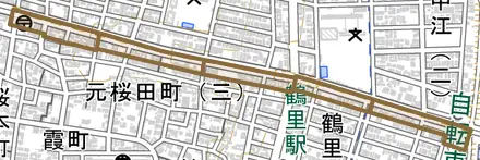 鯛取通とその周辺の地図。町の範囲を重ねている