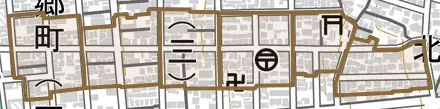 平郷町とその周辺の地図。町の範囲を重ねている