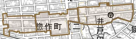 惣作町とその周辺の地図。町の範囲を重ねている