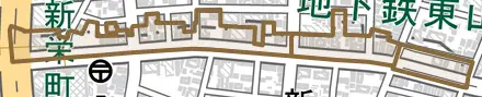 葵とその周辺の地図。町の範囲を重ねている