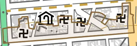 東桜とその周辺の地図。町の範囲を重ねている