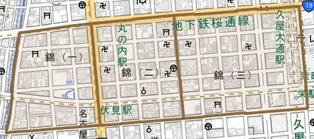 錦とその周辺の地図。町の範囲を重ねている