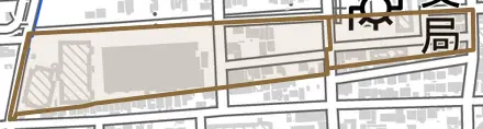 法蔵町とその周辺の地図。町の範囲を重ねている