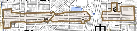 篠原橋通とその周辺の地図。町の範囲を重ねている