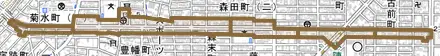 本陣通とその周辺の地図。町の範囲を重ねている