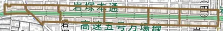 岩塚本通とその周辺の地図。町の範囲を重ねている