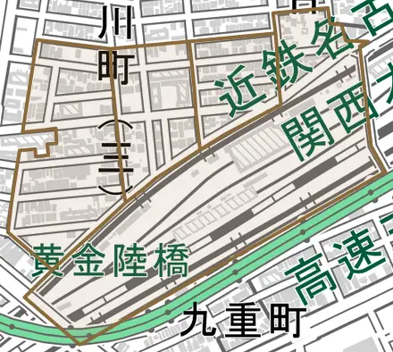 長戸井町とその周辺の地図。町の範囲を重ねている