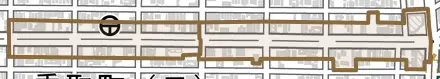 鳥居西通とその周辺の地図。町の範囲を重ねている