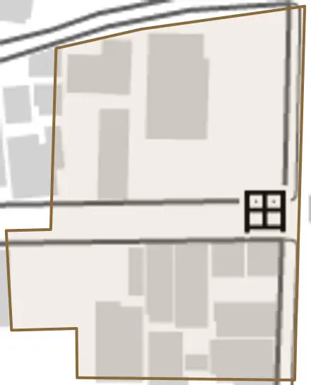 田幡町とその周辺の地図。町の範囲を重ねている