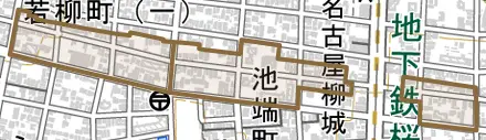 恵方町とその周辺の地図。町の範囲を重ねている
