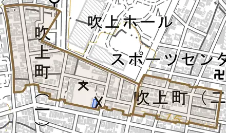 吹上町とその周辺の地図。町の範囲を重ねている