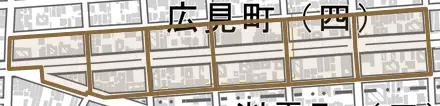広見町とその周辺の地図。町の範囲を重ねている