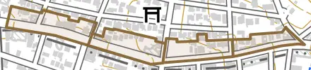 上山町とその周辺の地図。町の範囲を重ねている